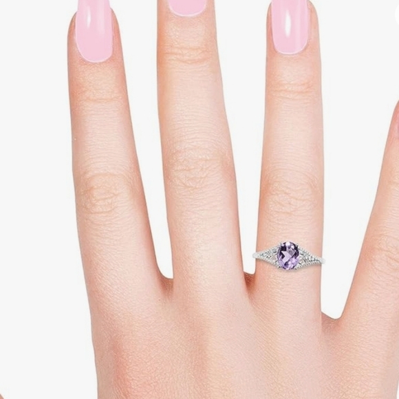 Bolivian Amethyst Platinum over Sterling Silver Ring Size 10! NEW! Final Price. - Picture 4 of 5